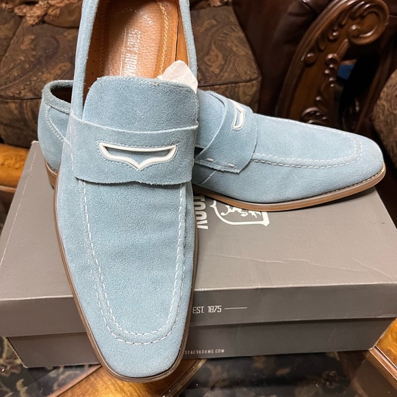 Light blue suede Stacy Adams loafers - Picture 3 of 7